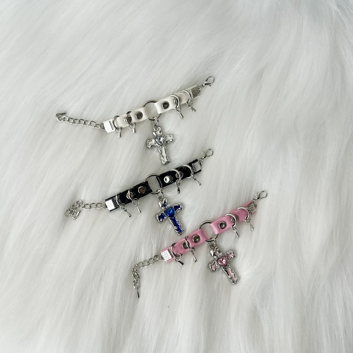 Gothic Crystal Cross Choker Necklace for 1/3, 1/4 & 1/6 BJD Dolls