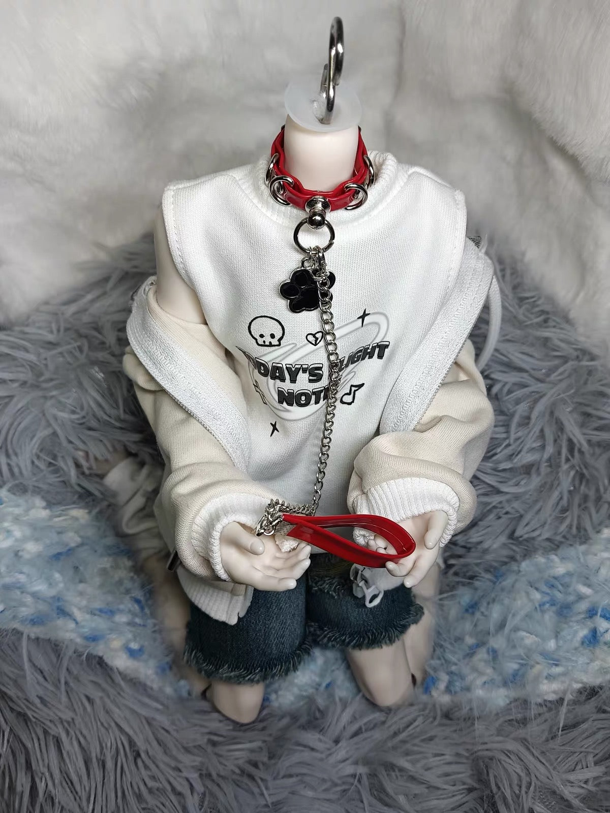 Punk Collar & Chain Leash Set for 1/3, 1/4 & 1/6 BJD Dolls