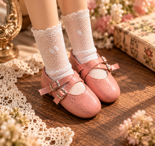 Vintage Cross-Strap Mary Jane Doll Shoes | Handmade Leather for Blythe