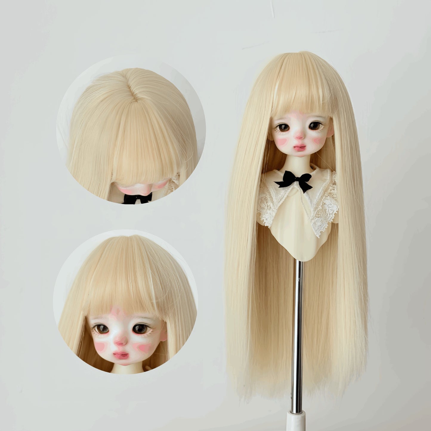 Soft Straight With Bangs Doll Wig for 1/4 or 1/6