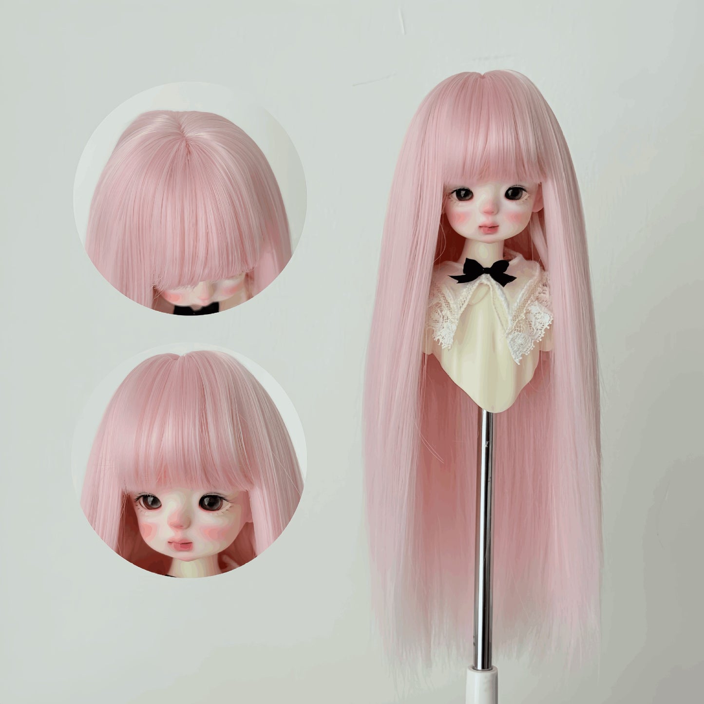 Soft Straight With Bangs Doll Wig for 1/4 or 1/6