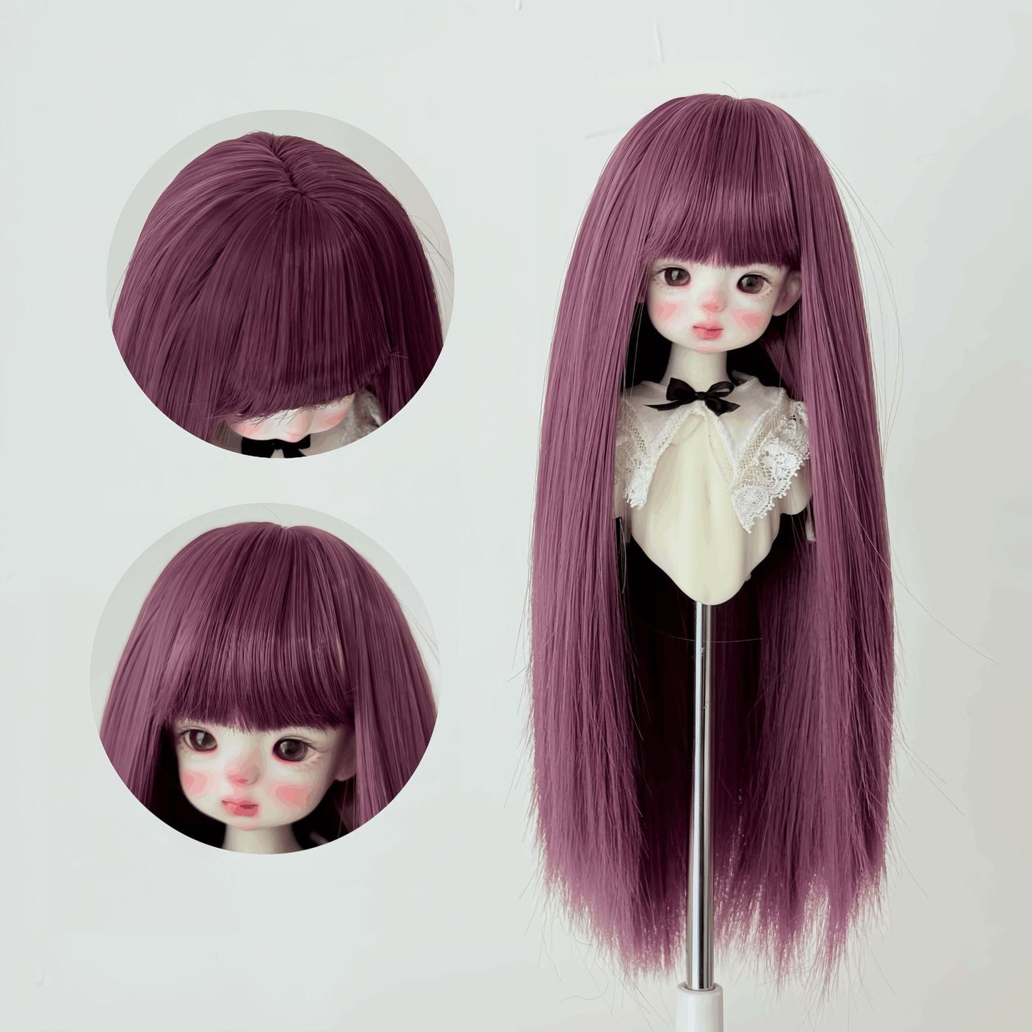 Soft Straight With Bangs Doll Wig for 1/4 or 1/6
