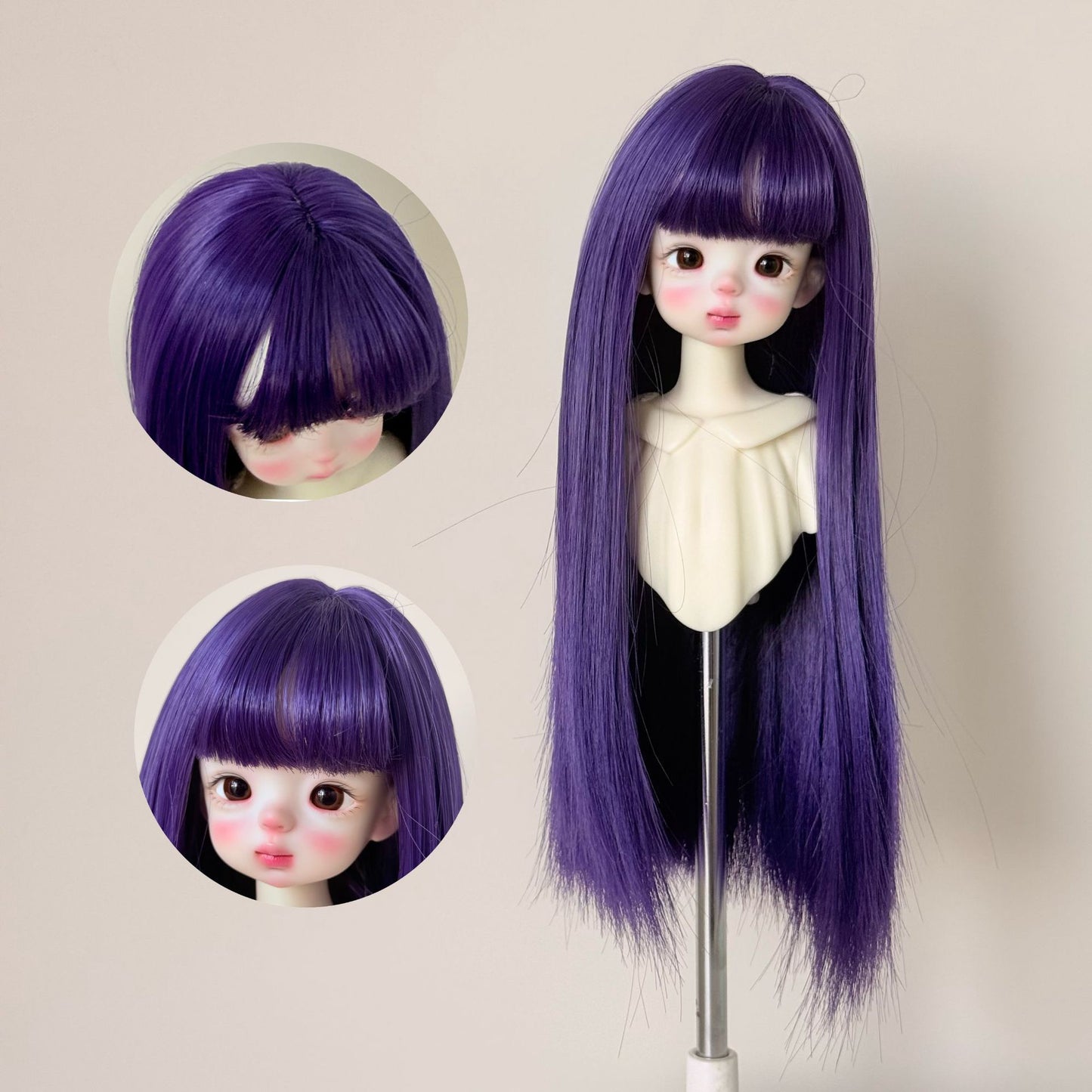Soft Straight With Bangs Doll Wig for 1/4 or 1/6