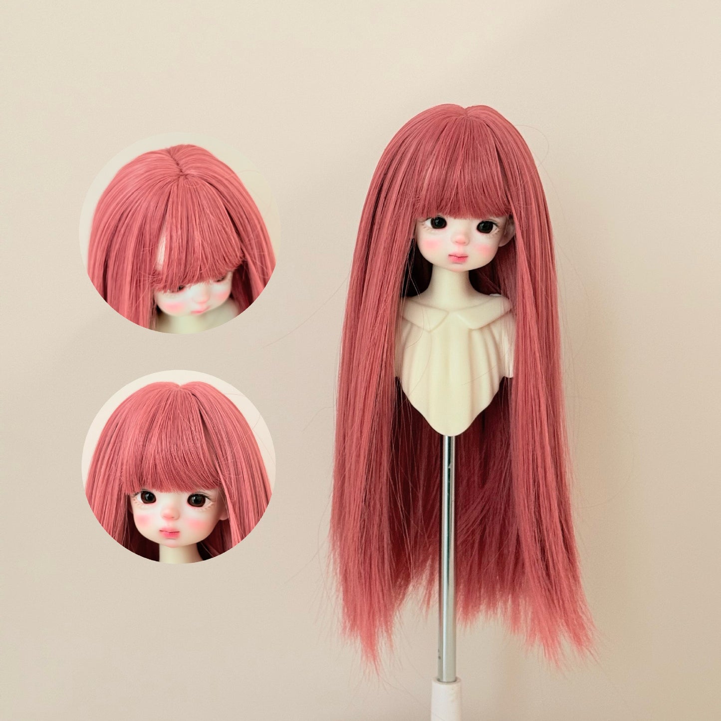 Soft Straight With Bangs Doll Wig for 1/4 or 1/6