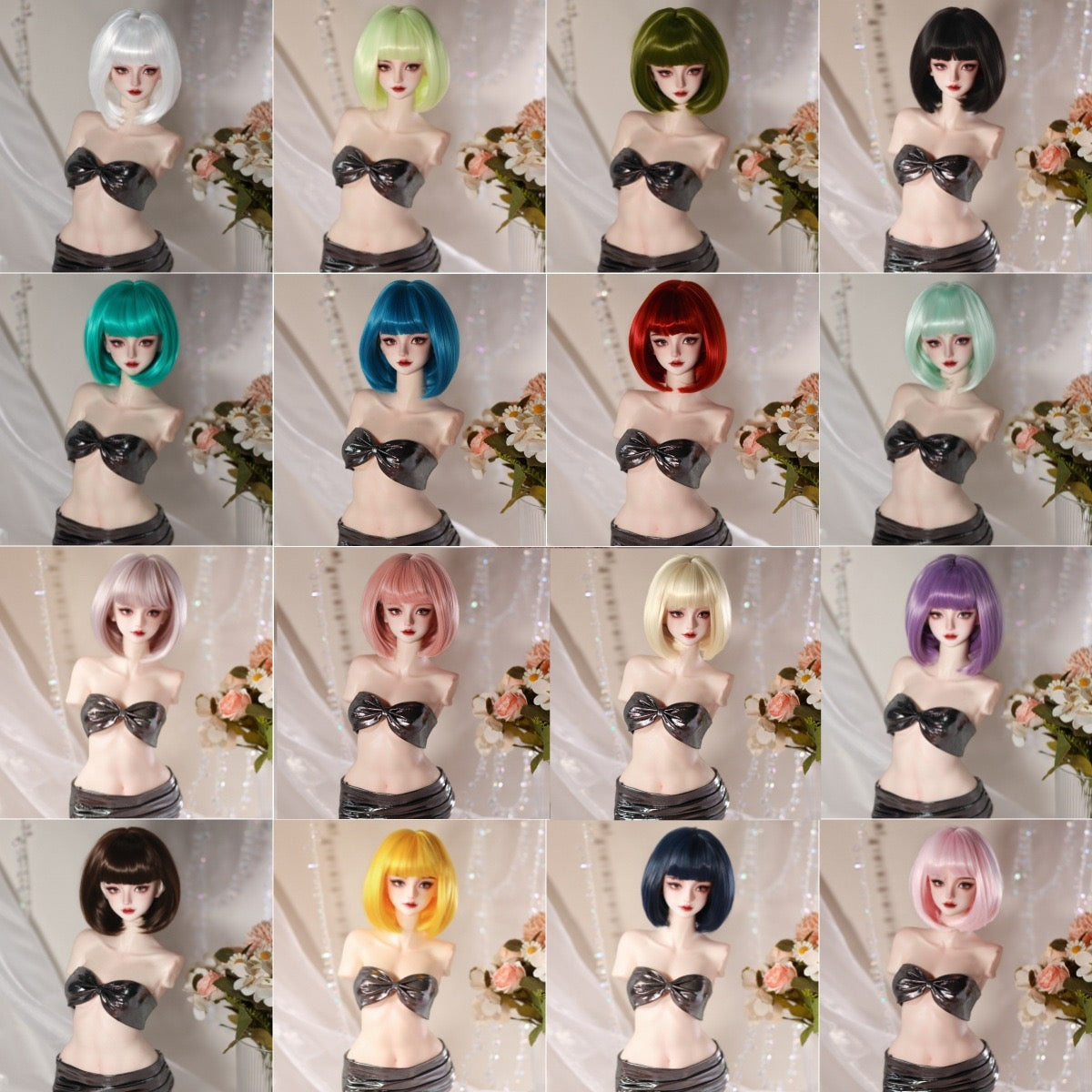 Soft Short Bob hair Style  Bangs Doll Wig for 1/4 or 1/6