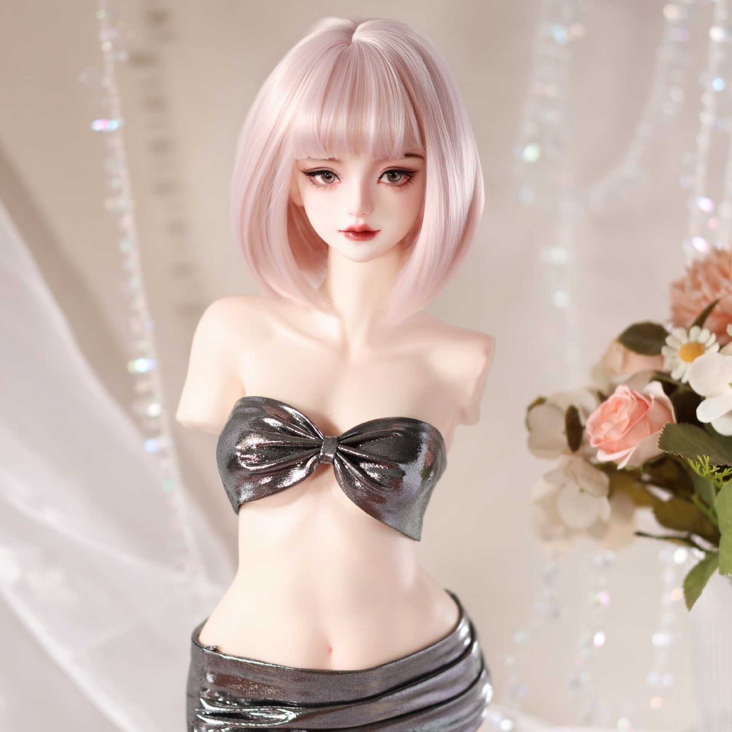 Soft Short Bob hair Style  Bangs Doll Wig for 1/4 or 1/6
