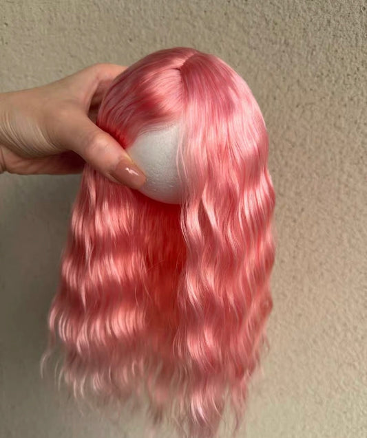 No. 004 — Rose Pink Mohair Doll Wig | 25–28 cm — wig shown for reference